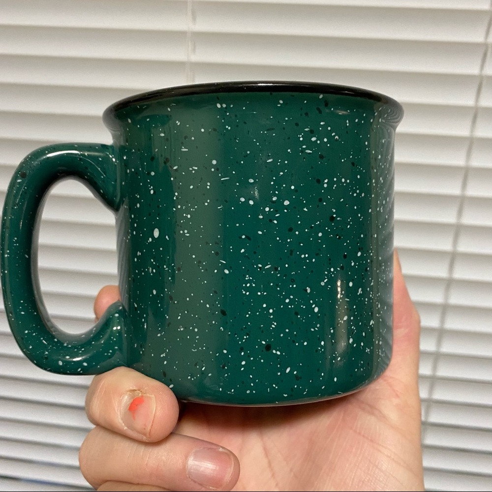 Heavy Duty Green Speckled Ceramic Coffee Mug 16oz